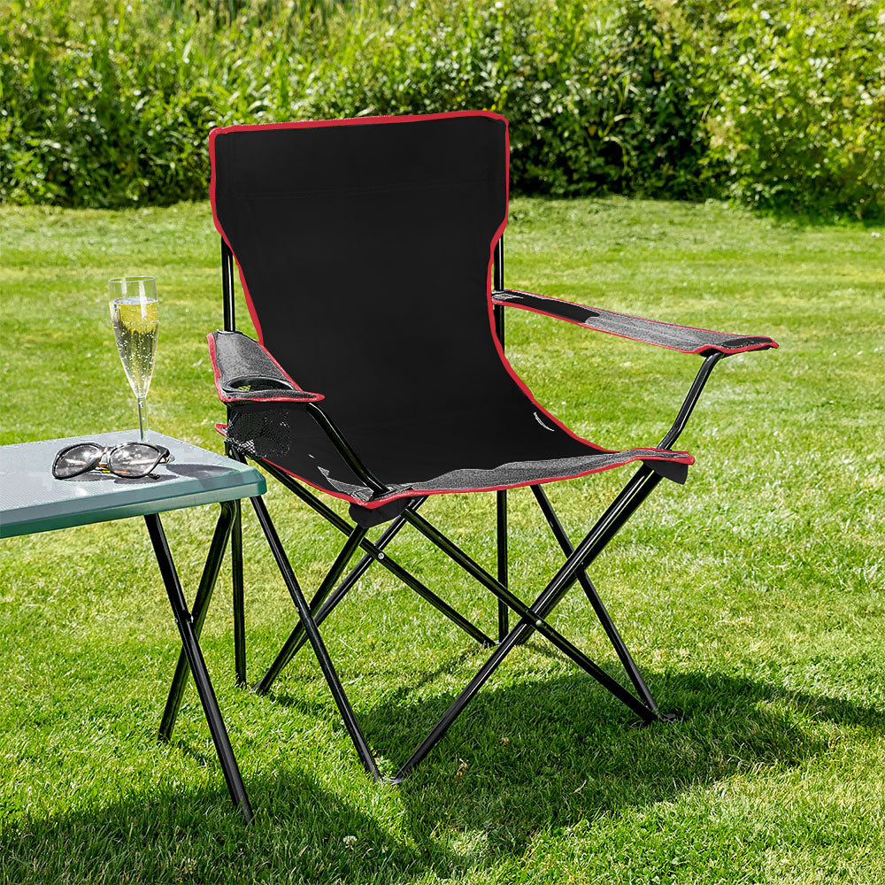 كرسي خارجي مع حقيبة حمل وحامل مشروبات - تصميم قابل للطي