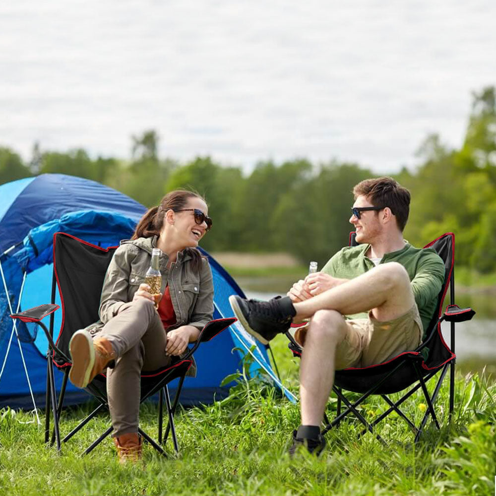 كرسي خارجي مع حقيبة حمل وحامل مشروبات - تصميم قابل للطي