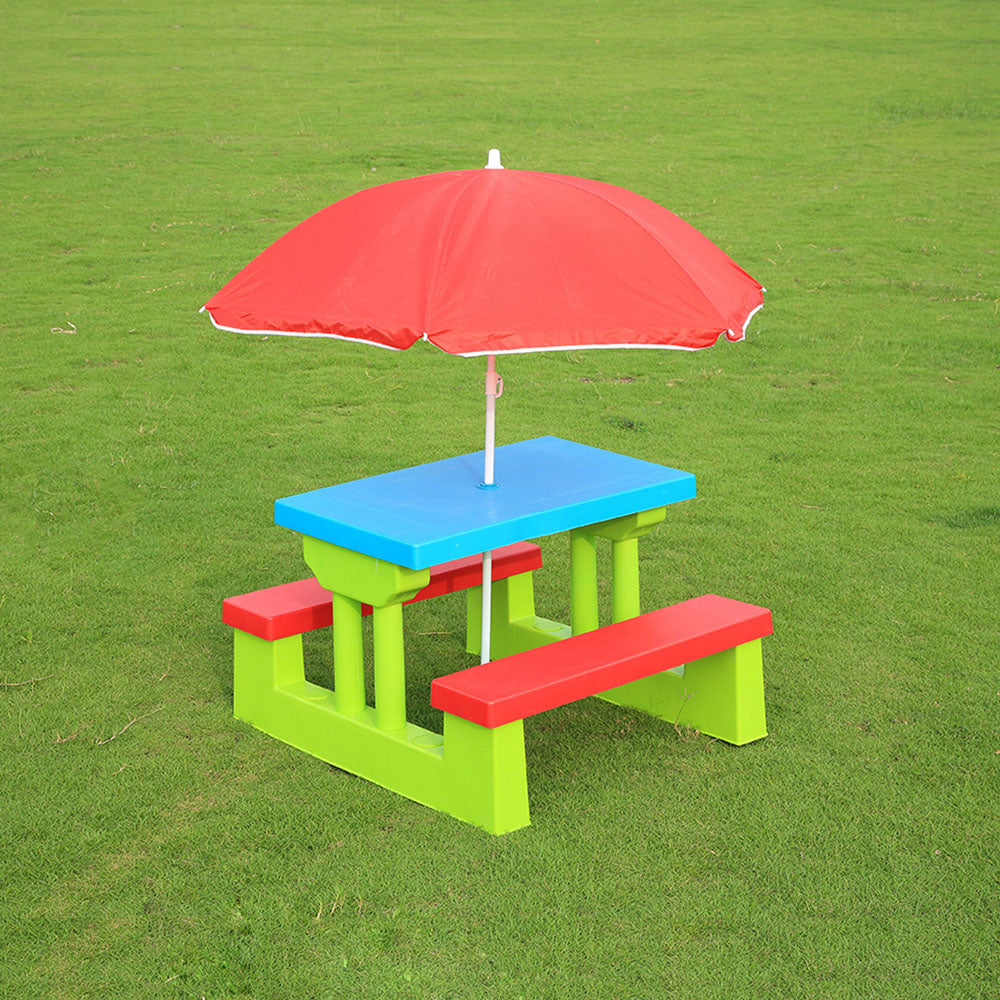 Children's Table with 2 Seats and Umbrella
