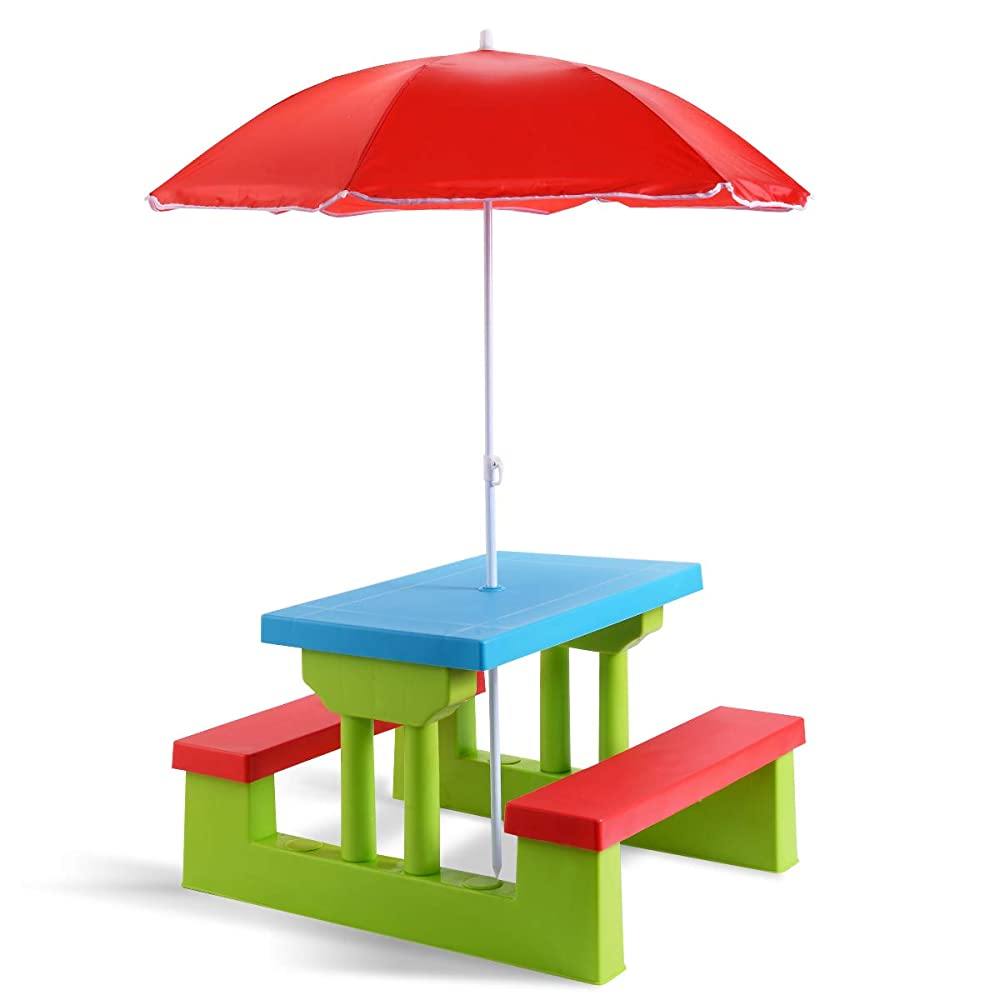 Children's Table with 2 Seats and Umbrella