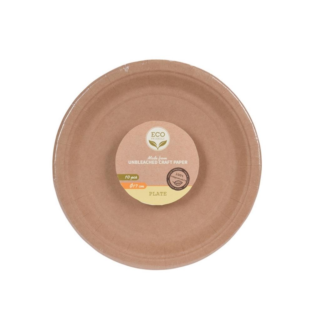 Kraft Paper Plates - Set of 10 Pieces - Biodegradable