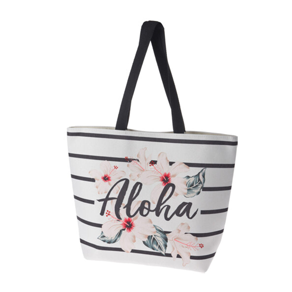 Beach Bag with Aloha Print and Floral Design