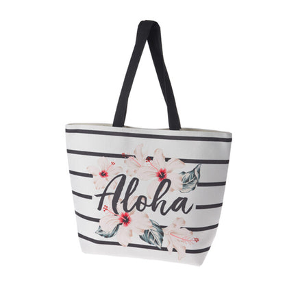 Beach Bag with Aloha Print and Floral Design