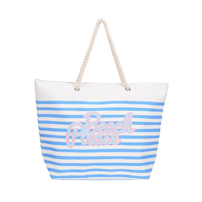 Striped Beach Bag with Rope Handles